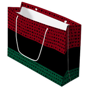SACOLA PARA PRESENTES GRANDE VERMELHO NEGRO VERDE 7 DIAS DE KWANZAA