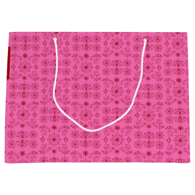 Sacola Para Presentes Grande Vermelho no Rosa  (Frente)