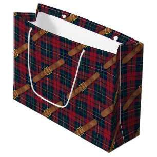 Sacola Para Presentes Grande Vermelho Préppy Natal Xadrez Com Fivelas