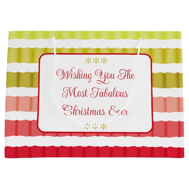 Sacola Para Presentes Grande Vermelho Verde E Dourada Greve Como Feriado Padrão (Frente)