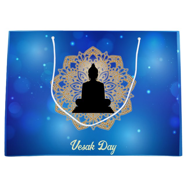 Sacola Para Presentes Grande Vesak Day Buddha e Mandala Vaisakha Purnima (Frente)