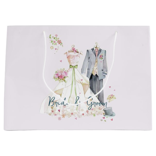 Sacola Para Presentes Grande Vestido de Noiva Bride & Groom (Frente)