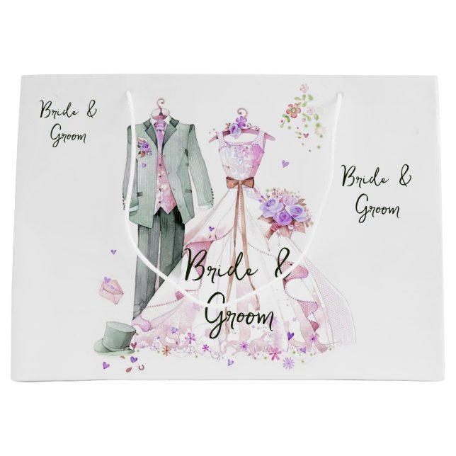 Sacola Para Presentes Grande Vestido de Noiva e Terno de Noivo (Frente)