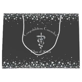 Sacola Para Presentes Grande Veterinarian Graduation Grey Silver