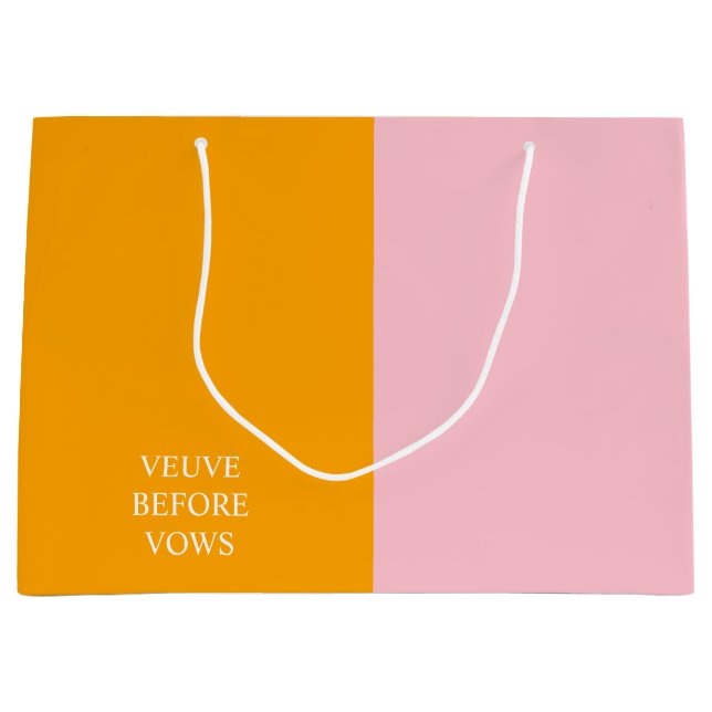 Sacola Para Presentes Grande Veuve Antes de Vows Meio Laranja Meio Rosa Gift Ba (Frente)