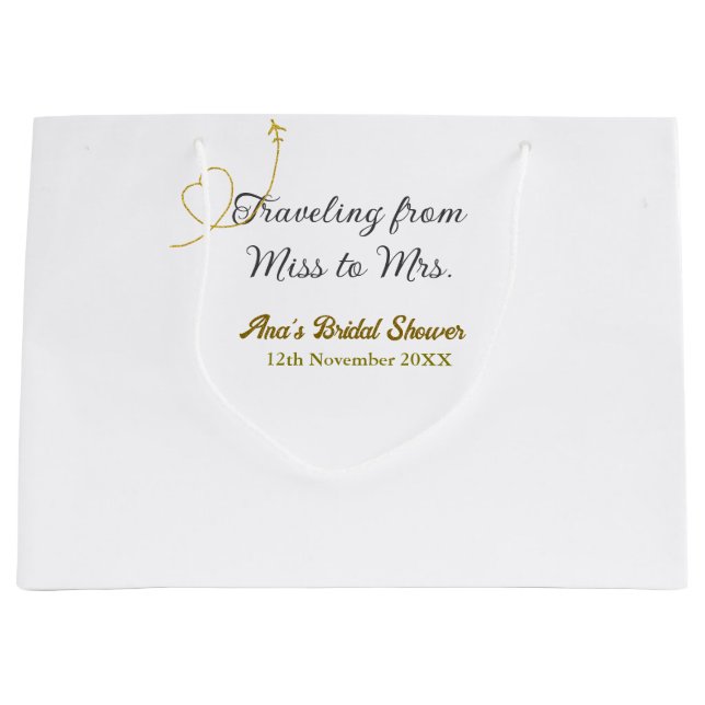 Sacola Para Presentes Grande Viagem de Miss para o chá de lingerie Mrs adiciona (Frente)