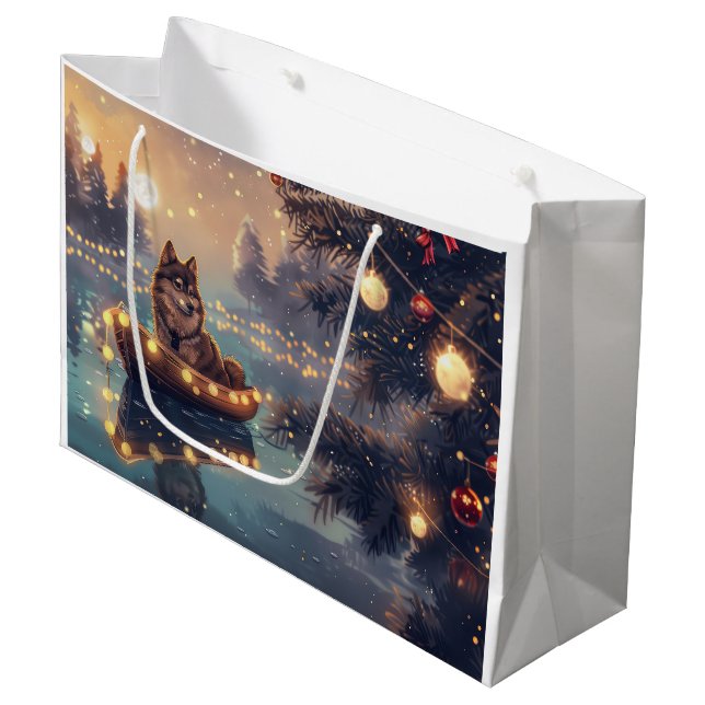 Sacola Para Presentes Grande Viagem Festiva do Lapphund, na Finlândia (Frente inclinada)