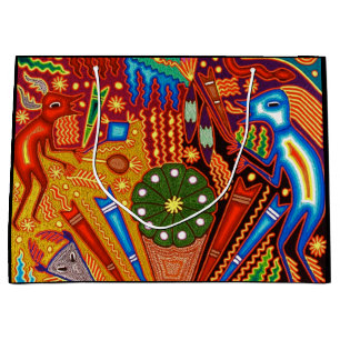 Sacola Para Presentes Grande Viagem tribal maia mexicano de Boho da arte de