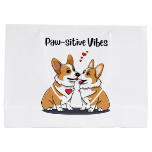 Sacola Para Presentes Grande Vibes Corgis Apaixonados