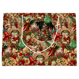 Sacola Para Presentes Grande Vibrant Victorian Christmas Collage