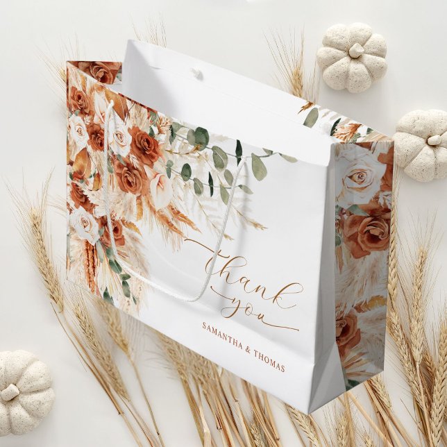 Sacola Para Presentes Grande Vibrante e Ousada Floral Agradecimento de Casament (Criador carregado)