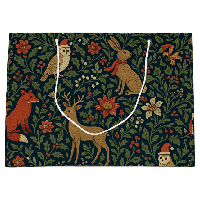 Sacola Para Presentes Grande Victorian Christmas Floral  (Frente)