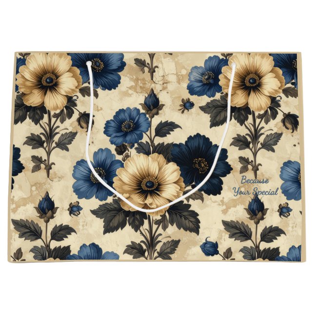 Sacola Para Presentes Grande Victorian flowers Gift Bag (Frente)