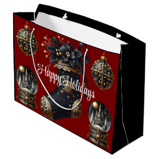 Sacola Para Presentes Grande  Victorian Gothic Holiday Gift Bag – Large Festive