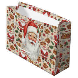Sacola Para Presentes Grande Victorian Watercolor Santa Christmas Collection