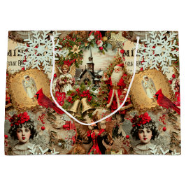 Sacola Para Presentes Grande Victorian Yuletide Treasures Collage