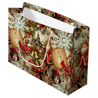 Sacola Para Presentes Grande Victorian Yuletide Treasures Collage