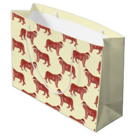 Sacola Para Presentes Grande Vidro de Tigre Rosa-Rosa Pastel dos Animais Safari