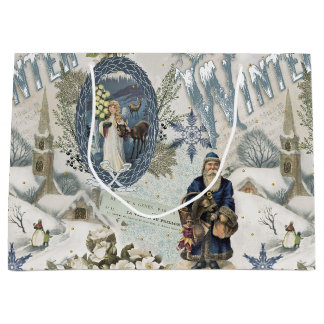 Sacola Para Presentes Grande Vignette vitoriano do Blues de inverno