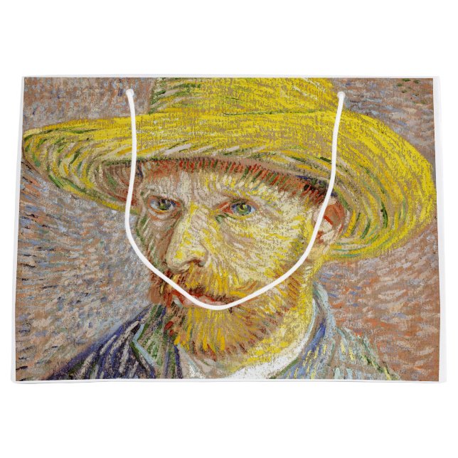 Sacola Para Presentes Grande Vincent van Gogh - Autorretrato com Chapéu de Palh (Frente)