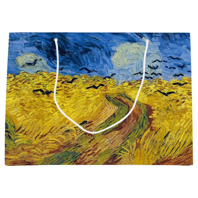 Sacola Para Presentes Grande Vincent van Gogh - Wheatfield com Crows (Frente)