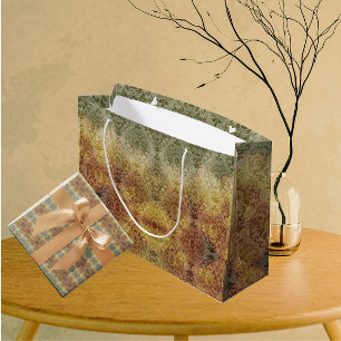 Sacola Para Presentes Grande Vintage Antigo Damask Para Todas as Ocasioes