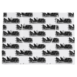 Sacola Para Presentes Grande Vintage Black and White Antique Car - Classic Auto