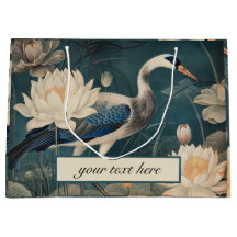 Vintage botanical blue crane personalizável