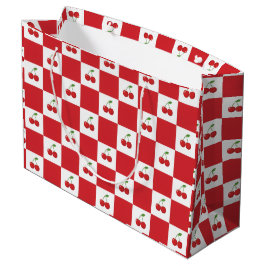 Sacola Para Presentes Grande Vintage Cherry Gingham :Coquette & Cottagecore 