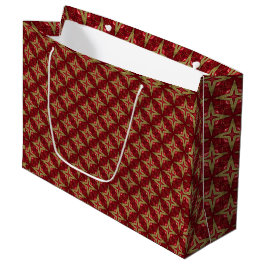 Sacola Para Presentes Grande Vintage Elegante Barroco Vermelho e Dourado