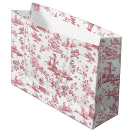 Sacola Para Presentes Grande Vintage English Floral Toile de Jouy-Pink