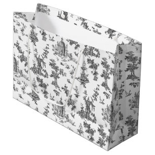 Sacola Para Presentes Grande Vintage Fantástico Fundadores e Árvores Toile-B &