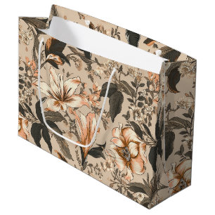 Sacola Para Presentes Grande Vintage Floral Pattert Gift Bag