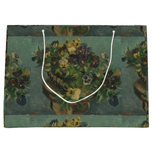 Sacola Para Presentes Grande Vintage Flowers Van Gogh Basket of Pansies