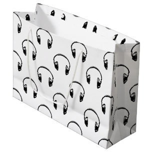 Sacola Para Presentes Grande Vintage Fones de ouvido Music Art CUSTOM