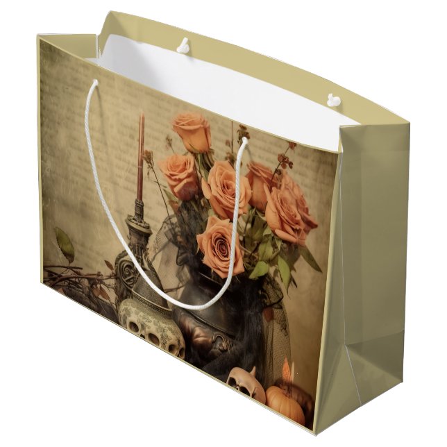 Sacola Para Presentes Grande Vintage Halloween Witchcraft (4) (Verso inclinado)