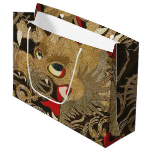 Sacola Para Presentes Grande Vintage Japonês Dragon