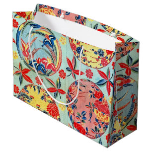 Sacola Para Presentes Grande Vintage Japonês Kimono Textile (Bingata)