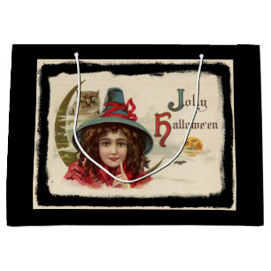 Sacola Para Presentes Grande Vintage Jolly Halloween Witch