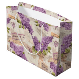 Sacola Para Presentes Grande Vintage Lilac Pattern