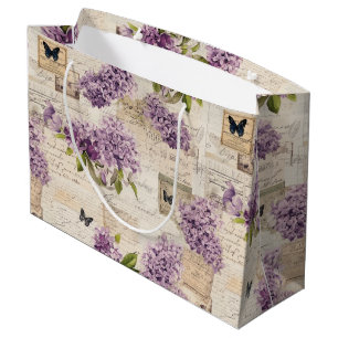 Sacola Para Presentes Grande Vintage Lilac Pattern