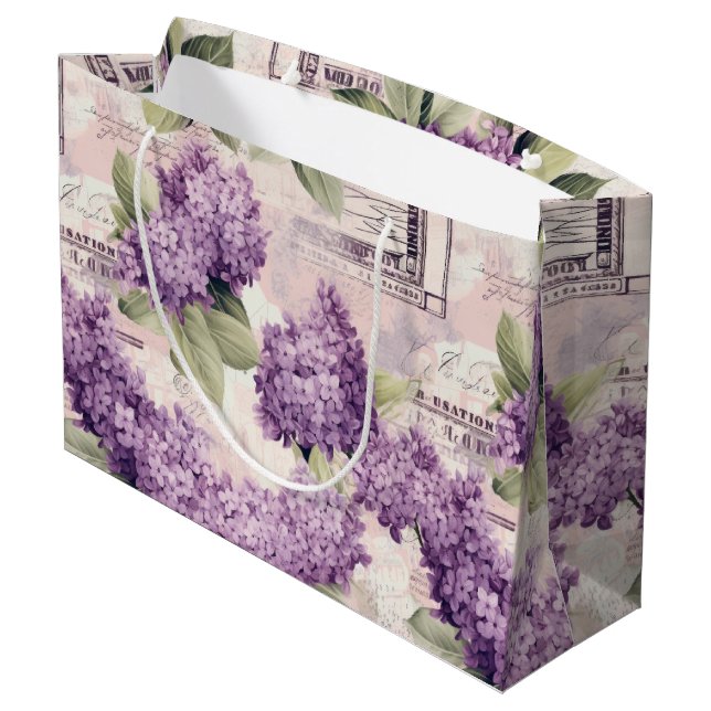 Sacola Para Presentes Grande Vintage Lilac Pattern (Verso inclinado)