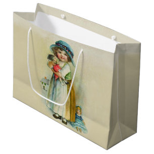 Sacola Para Presentes Grande Vintage Little Girl Chubby Cheira Bonecas De Chapé