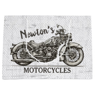 Sacola Para Presentes Grande Vintage Motorcycle Personalized NAME Garage