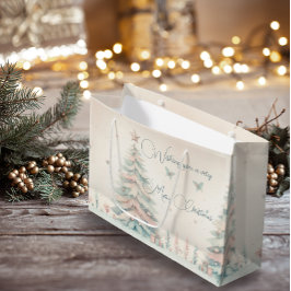 Sacola Para Presentes Grande Vintage pale Feliz Natal