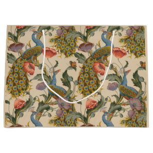 Sacola Para Presentes Grande Vintage Peacock Pattern Colorful Art