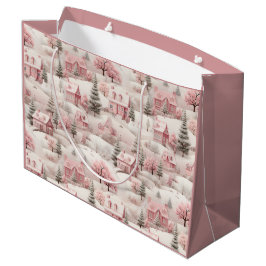 Sacola Para Presentes Grande Vintage Pink Natal