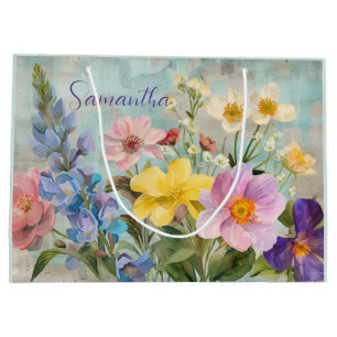 Sacola Para Presentes Grande Vintage Primavera Florals