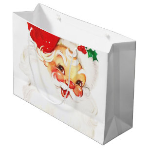 Sacola Para Presentes Grande Vintage Retro Jolly Old Papai Noel Natal