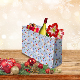 Sacola Para Presentes Grande Vintage Santa And Reindeer Christmas 